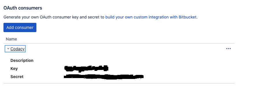 Bitbucket consumer key and secret