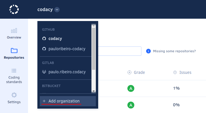 Adding an organization