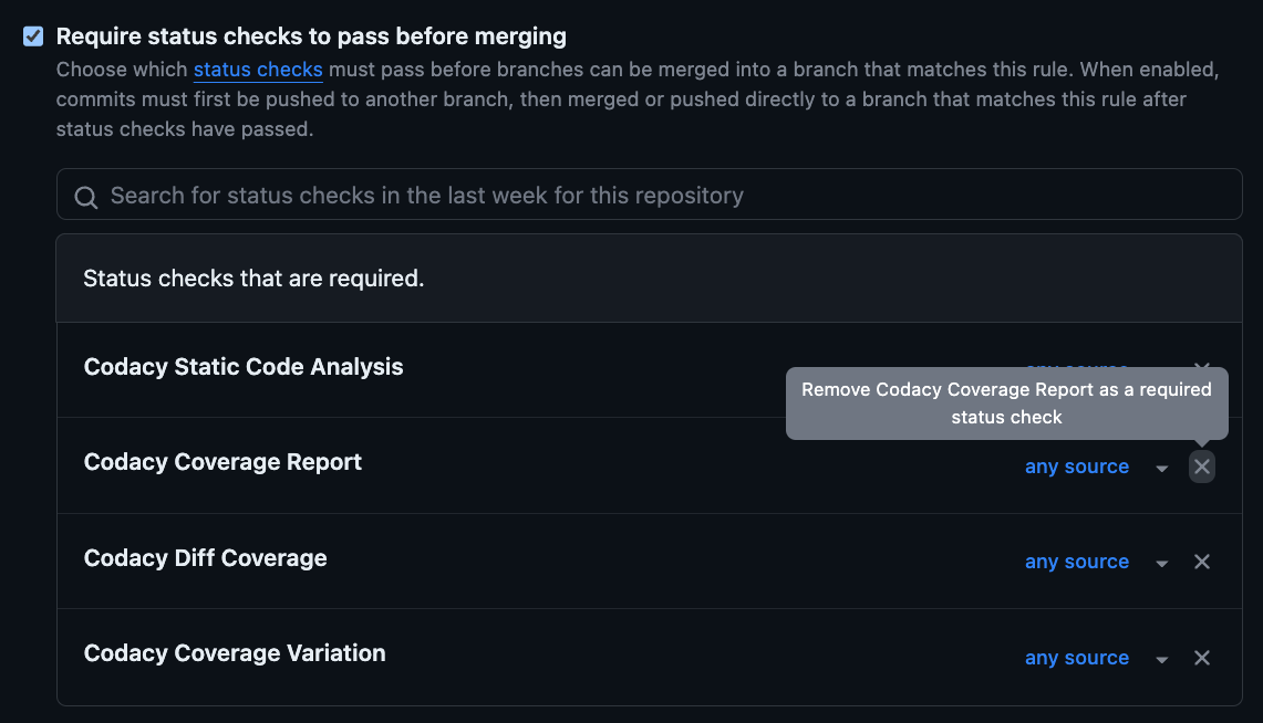 New Coverage status checks GitHub